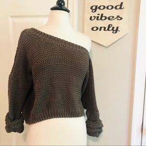 Tobi Moss Green Knit Cropped Sweater - Size S